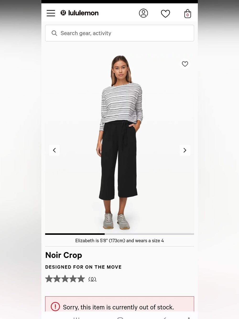 Lululemon Noir Crop. Size 6